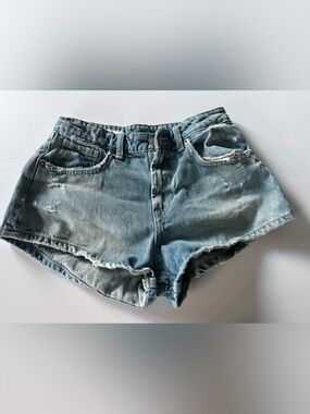 Zara Blue Denim Shorts with Washed Finish
